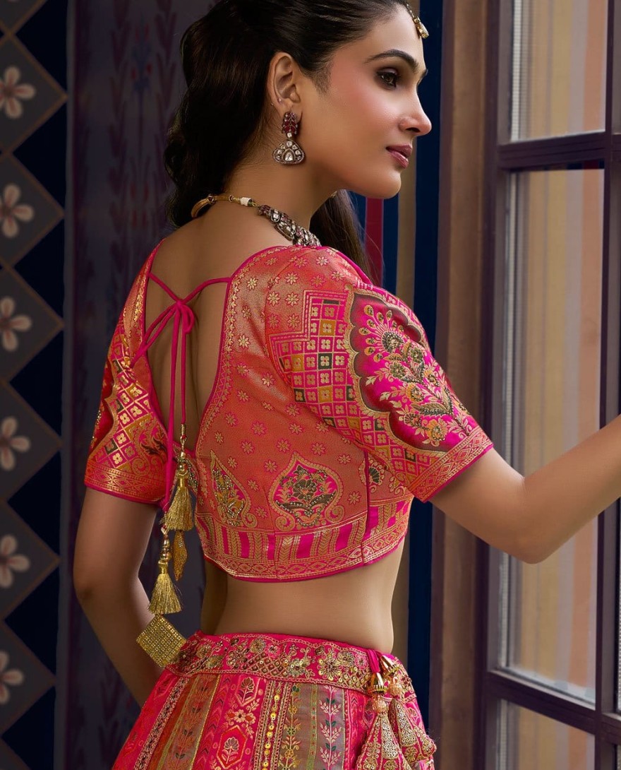 10381 - Amazing Multi Colour Banarasi Embroidered Lehenga Choli for Engagement